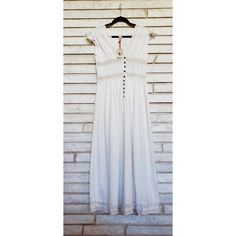 RAGA Aviana White Eyelet Maxi Dress